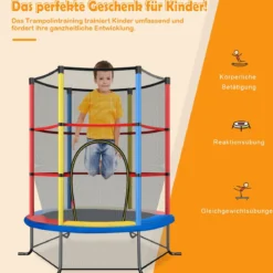 Ø165cm Gartentrampolin mit Sicherheitsnetz Trampolin bis 135KG Belastbar Farben Wählbar