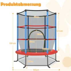 Ø165cm Gartentrampolin mit Sicherheitsnetz Trampolin bis 135KG Belastbar Farben Wählbar