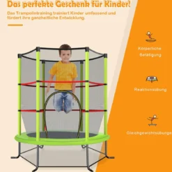 Ø165cm Gartentrampolin mit Sicherheitsnetz Trampolin bis 135KG Belastbar Farben Wählbar