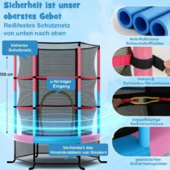 Ø165cm Gartentrampolin mit Sicherheitsnetz Trampolin bis 135KG Belastbar Farben Wählbar