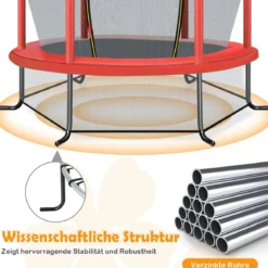 Ø165cm Gartentrampolin mit Sicherheitsnetz Trampolin bis 135KG Belastbar Farben Wählbar