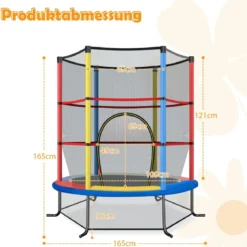 Ø165cm Gartentrampolin mit Sicherheitsnetz Trampolin bis 135KG Belastbar für Kinder ab 3 Jahre