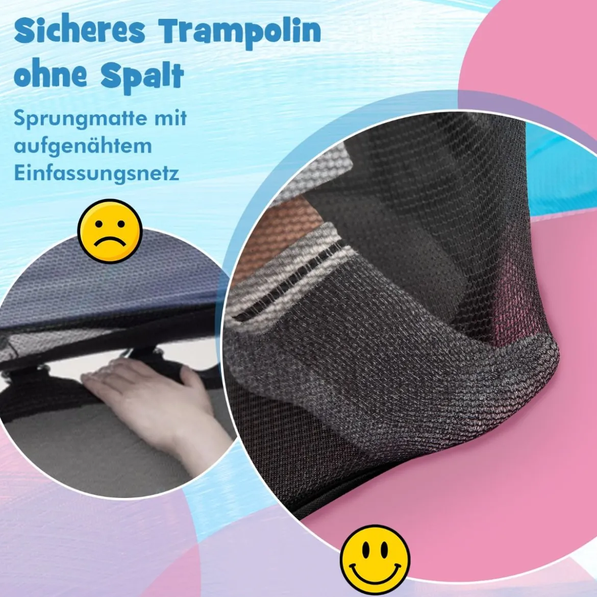 Ø165cm Gartentrampolin mit Sicherheitsnetz Trampolin bis 135KG Belastbar für Kinder ab 3 Jahre