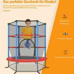 Ø165cm Gartentrampolin mit Sicherheitsnetz Trampolin bis 135KG Belastbar für Kinder ab 3 Jahre