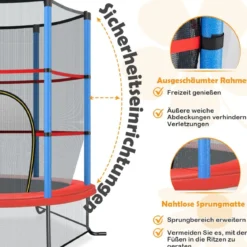 Ø165cm Gartentrampolin mit Sicherheitsnetz Trampolin bis 135KG Belastbar für Kinder ab 3 Jahre