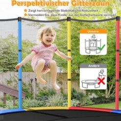Ø165cm Gartentrampolin mit Sicherheitsnetz Trampolin bis 135KG Belastbar für Kinder ab 3 Jahre