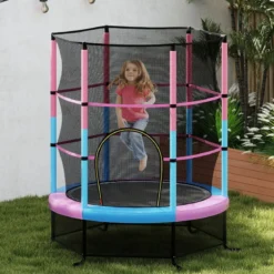 Ø165cm Gartentrampolin mit Sicherheitsnetz Trampolin bis 135KG Belastbar für Kinder ab 3 Jahre