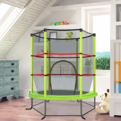 Ø165cm Gartentrampolin mit Sicherheitsnetz Trampolin bis 135KG Belastbar für Kinder ab 3 Jahre
