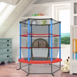 Ø165cm Gartentrampolin mit Sicherheitsnetz Trampolin bis 135KG Belastbar für Kinder ab 3 Jahre