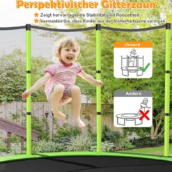 Ø165cm Gartentrampolin mit Sicherheitsnetz Trampolin bis 135KG Belastbar für Kinder ab 3 Jahre