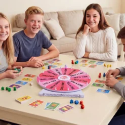 Φ 50 cm Glücksrad zum Drehen mit Abwischbarer Acryloberfläche für Tisch & Boden Rosa