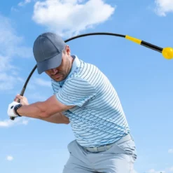 120cm Golfschwungtrainer Hilfe mit Gewichts-Kopf Golf Trainingshilfe Schwungtrainer Gelb