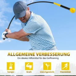 120cm Golfschwungtrainer Hilfe mit Gewichts-Kopf Golf Trainingshilfe Schwungtrainer Gelb