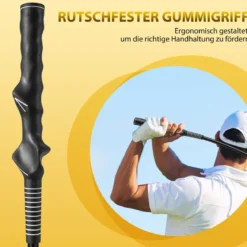 120cm Golfschwungtrainer Hilfe mit Gewichts-Kopf Golf Trainingshilfe Schwungtrainer Gelb
