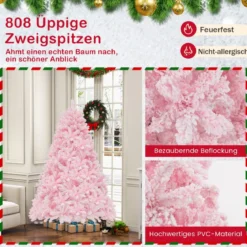 180 cm Großer Beflockter künstlicher Weihnachtsbaum mit 808 PVC-Astspitzen 350 LED-Lichtern und 8 Beleuchtungsmodi