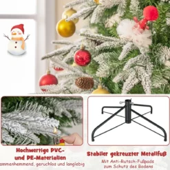 225 cm großer beleuchteter Weihnachtsbaum, schneebedeckter Festtagsbaum mit Scharnierstruktur