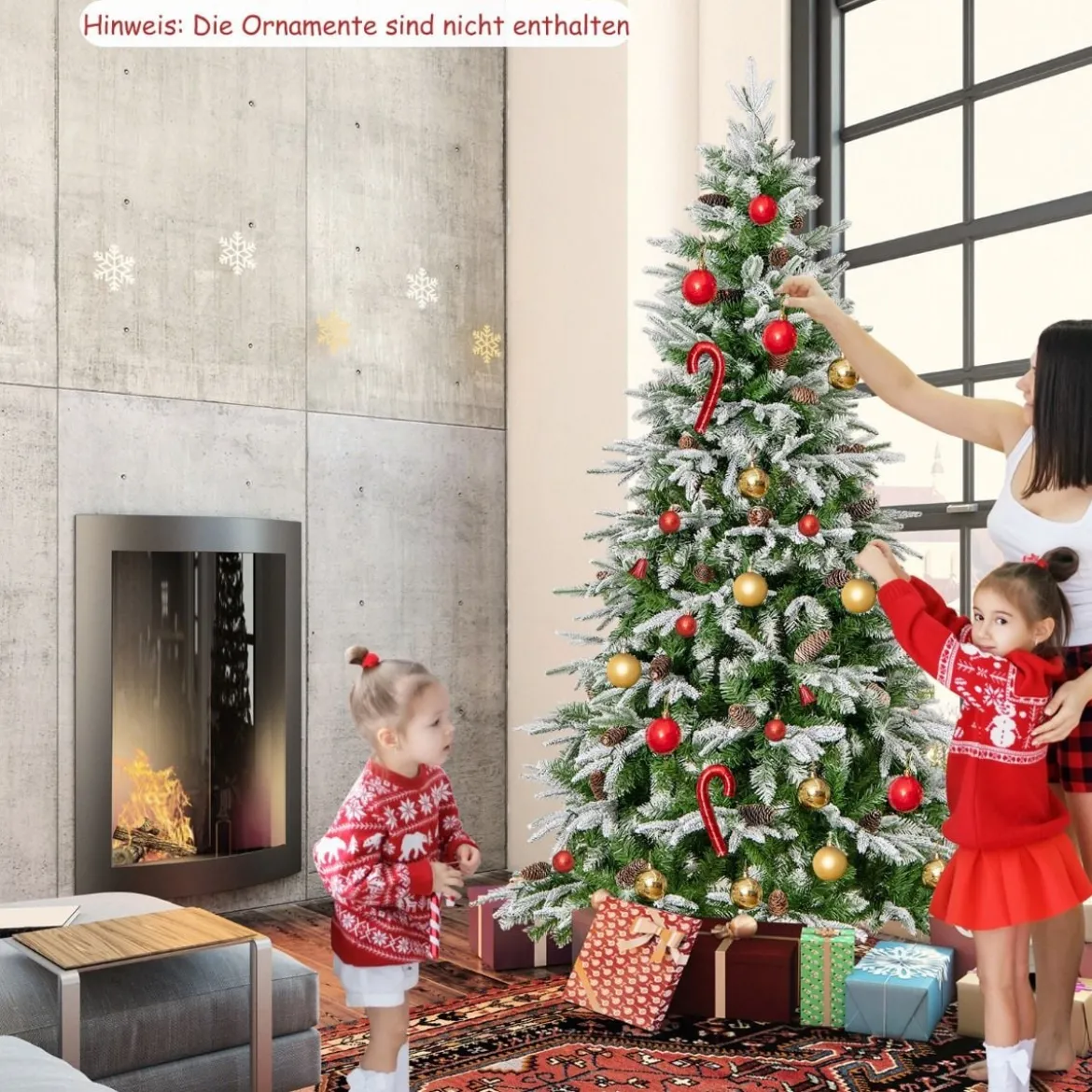 190 cm großer beleuchteter Weihnachtsbaum schneebedeckter Festtagsbaum mit Scharnierstruktur