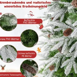 190 cm großer beleuchteter Weihnachtsbaum schneebedeckter Festtagsbaum mit Scharnierstruktur