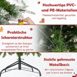225 cm großer beleuchteter Weihnachtsbaum schneebedeckter Festtagsbaum in Bleistiftform