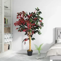 120 cm Großer Grüner Ficus-Baum im Topf Künstlicher Baum Realistische Grünpflanzen