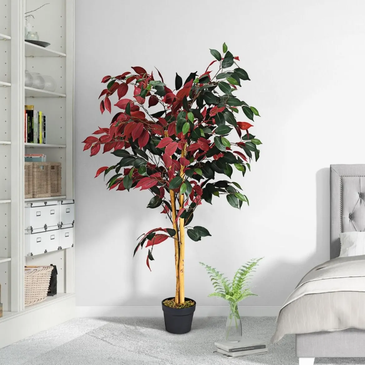 120 cm Großer Grüner Ficus-Baum im Topf Künstlicher Baum Realistische Grünpflanzen