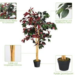 120 cm Großer Grüner Ficus-Baum im Topf Künstlicher Baum Realistische Grünpflanzen