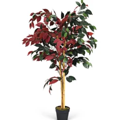 120 cm Großer Grüner Ficus-Baum im Topf Künstlicher Baum Realistische Grünpflanzen