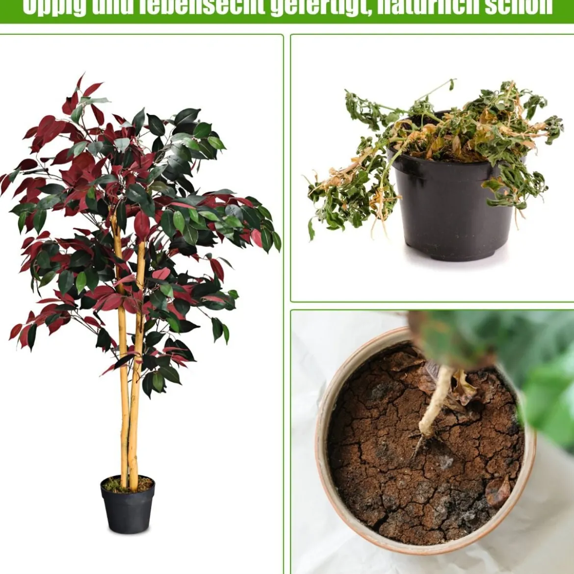 120 cm Großer Grüner Ficus-Baum im Topf Künstlicher Baum Realistische Grünpflanzen