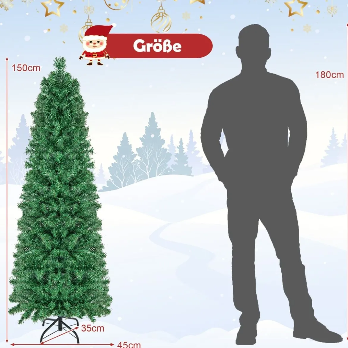 150 cm großer künstlicher Weihnachtsbaum Festtagsbaum zu Hause Grün