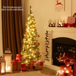 150 cm Großer Künstlicher Weihnachtsbaum Beleuchteter Christbaum Grün