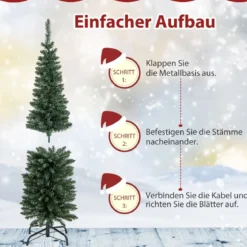 150 cm Großer Künstlicher Weihnachtsbaum Beleuchteter Christbaum Grün