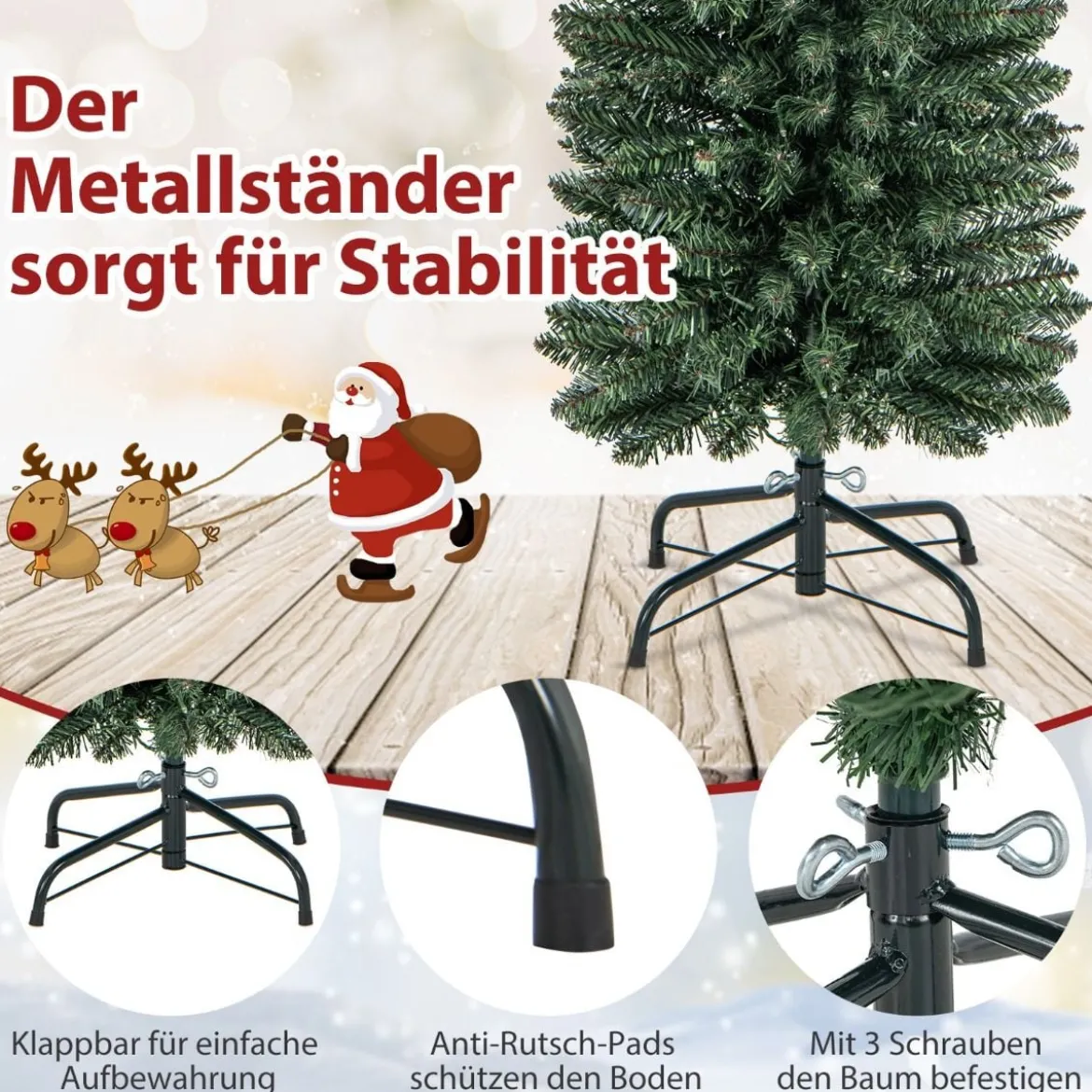 150 cm Großer Künstlicher Weihnachtsbaum Beleuchteter Christbaum Grün