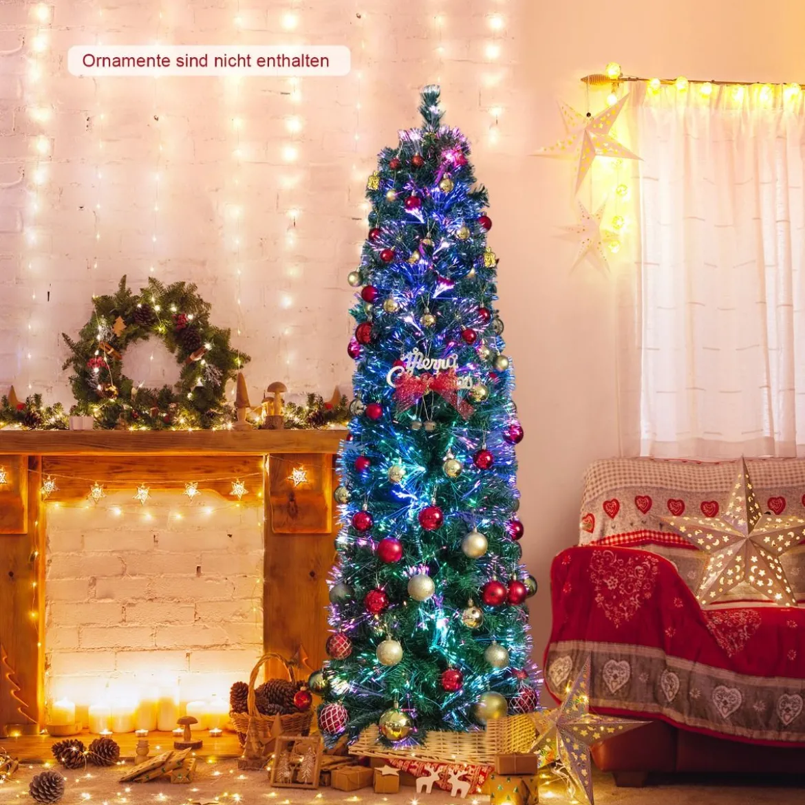 180 cm Großer Künstlicher Weihnachtsbaum in Glasfaseroptik Grün