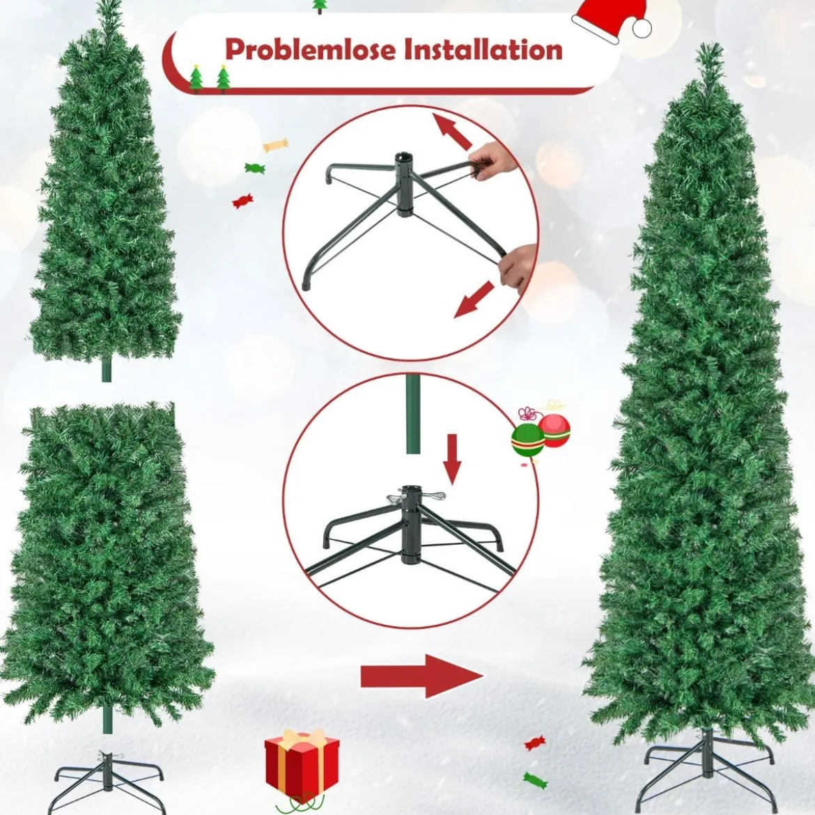 180 cm Großer Künstlicher Weihnachtsbaum in Glasfaseroptik Grün