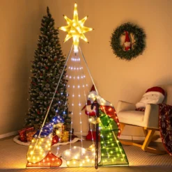 180 cm Große Weihnachtskrippe mit 240 WarmweißenLED-Lichtern Weihnachten Krippe