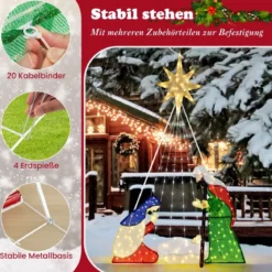 180 cm Große Weihnachtskrippe mit 240 WarmweißenLED-Lichtern Weihnachten Krippe