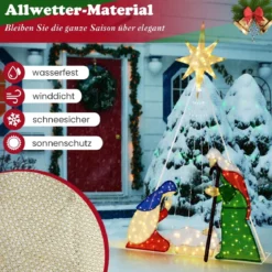 180 cm Große Weihnachtskrippe mit 240 WarmweißenLED-Lichtern Weihnachten Krippe