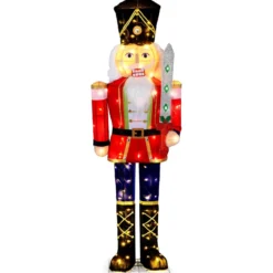 157 cm groß Weihnachten Nussknacker Figur mit 100 LED-Lichtern Beleuchtete Weihnachtsdeko XXL