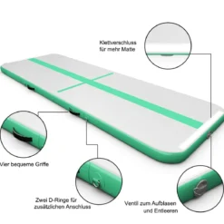 300 cm Gymnastikmatte Elektropumpe Turnmatte aufblasbar Tumbling Matte Grün