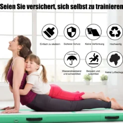 300 cm Gymnastikmatte Elektropumpe Turnmatte aufblasbar Tumbling Matte Grün