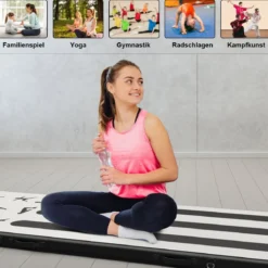 300 cm Gymnastikmatte Elektropumpe Turnmatte aufblasbar Tumbling Matte Silber