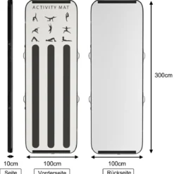 300 cm Gymnastikmatte Elektropumpe Turnmatte aufblasbar Tumbling Matte Silber