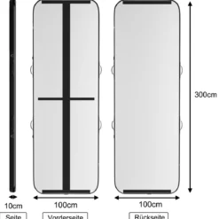 300 cm Gymnastikmatte Elektropumpe Turnmatte aufblasbar Tumbling Matte Schwarz