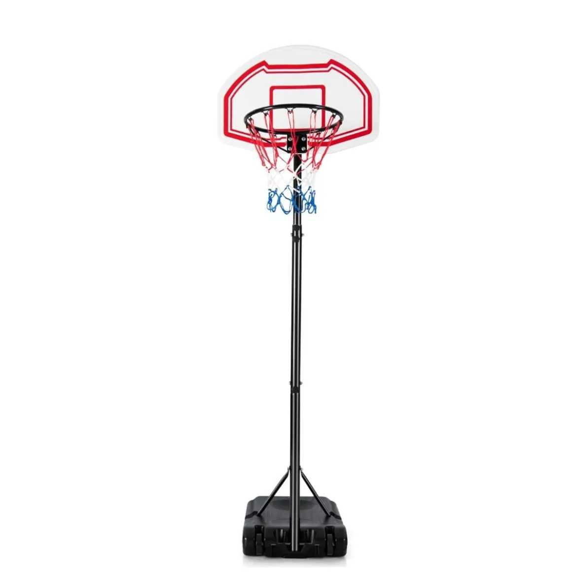 158-210 cm Höhenverstellbarer Basketballständer mit 2 Rädern & 2 Allwetternetz Korbanlag Weiß
