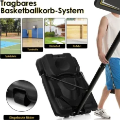 130-305 cm Höhenverstellbarer Basketballständer mit Rädern & Ständer Tragbarer Basketballkorb