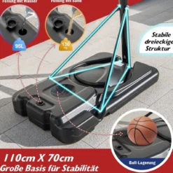 170-305cm Höhenverstellbarer Basketballständer Outdoor Basketballkorb mit Ständer
