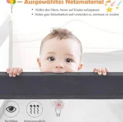 100cm Höhenverstellbares Bettschutzgitter mit Befestigungsgurt geeignet für Doppelmatratzen Grau