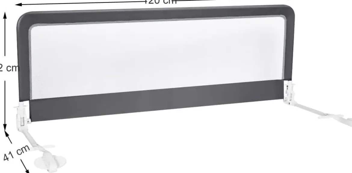 120cm Höhenverstellbares Bettschutzgitter mit Befestigungsgurt geeignet für Doppelmatratzen Grau