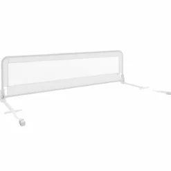 120cm Höhenverstellbares Bettschutzgitter mit Befestigungsgurt geeignet für Doppelmatratzen Weiß