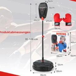 95-126 cm Höhenverstellbares Boxset Stehend Punchingball Standboxsack für Kinder ab 5 J.